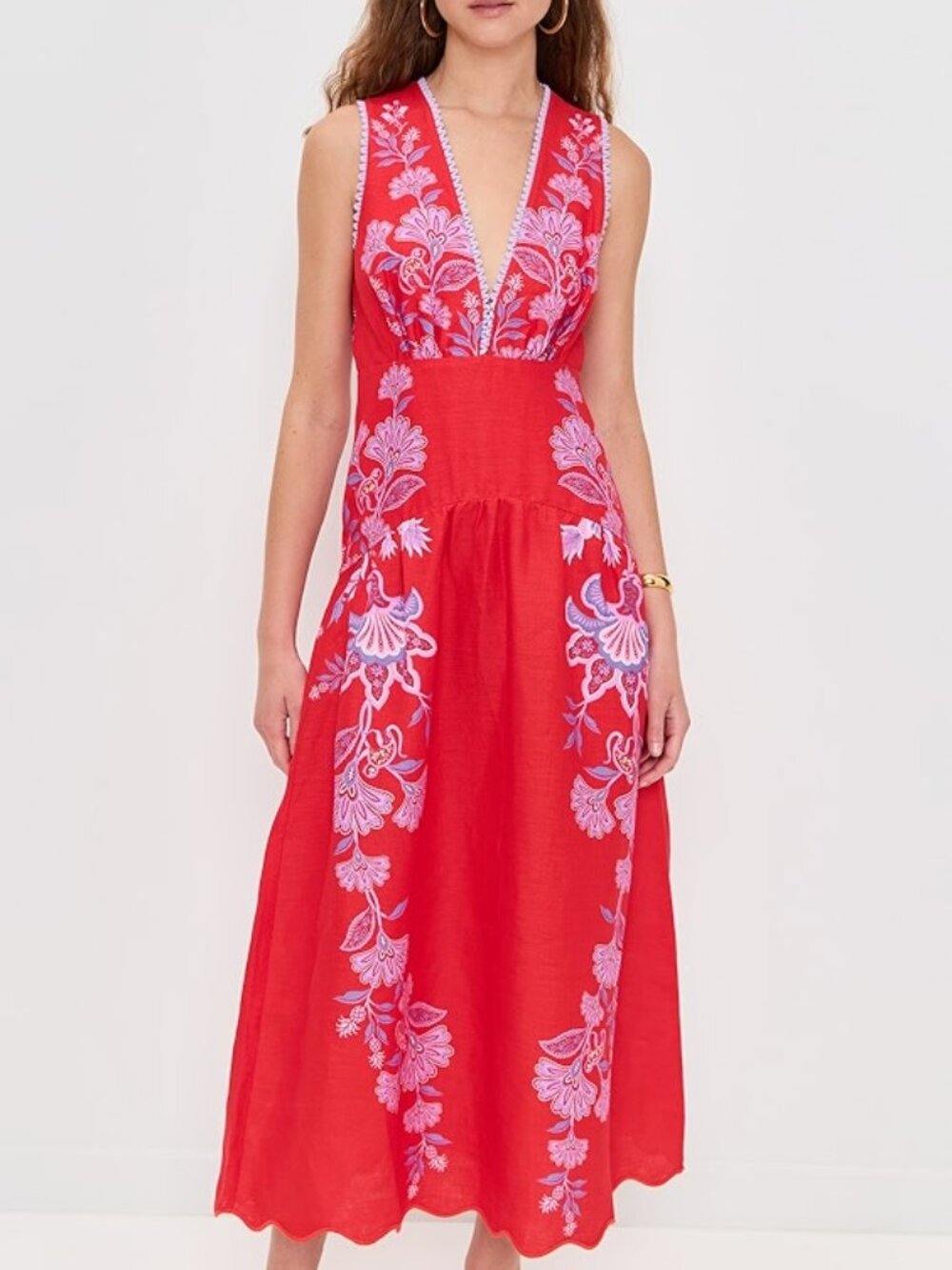 FARM Rio | Porcelain Garden Red Midi Dress NWT - Picture 11 of 11